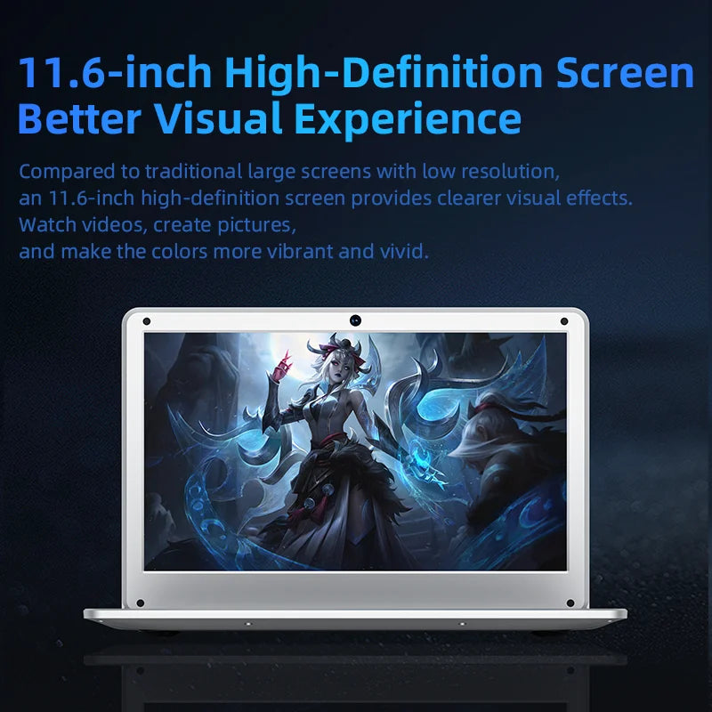 11.6-inch high-definition screen displaying vibrant gaming graphics for better visual experience and entertainment