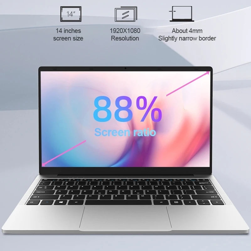 EZbook S5 Pro set up on a student desk, highlighting its compact size and modern design.