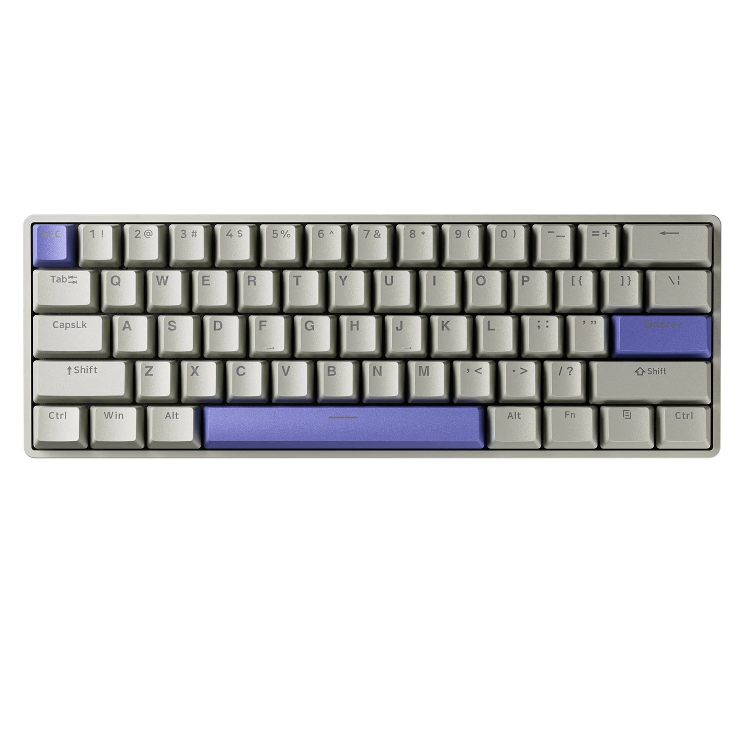 DrunkDeer G60 keyboard featuring purple spacebar, enter, and escape keys